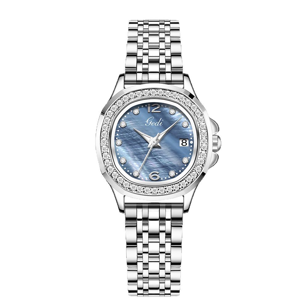 Fashion Women'S Diamond Quartz Steel Belt Watch Light Luxury High Sense Versatile Temperament Women'S Fritillary Watch