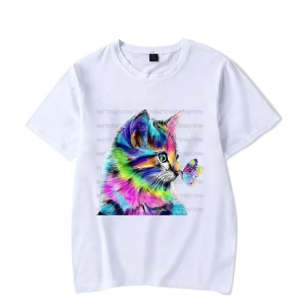 Short Sleeve Men's T-shirt Colorful Cat Shirt Kawaii Shirt Men Women Tshirt Male Loves Cat Ranch Life Classic T-shirt Hombre