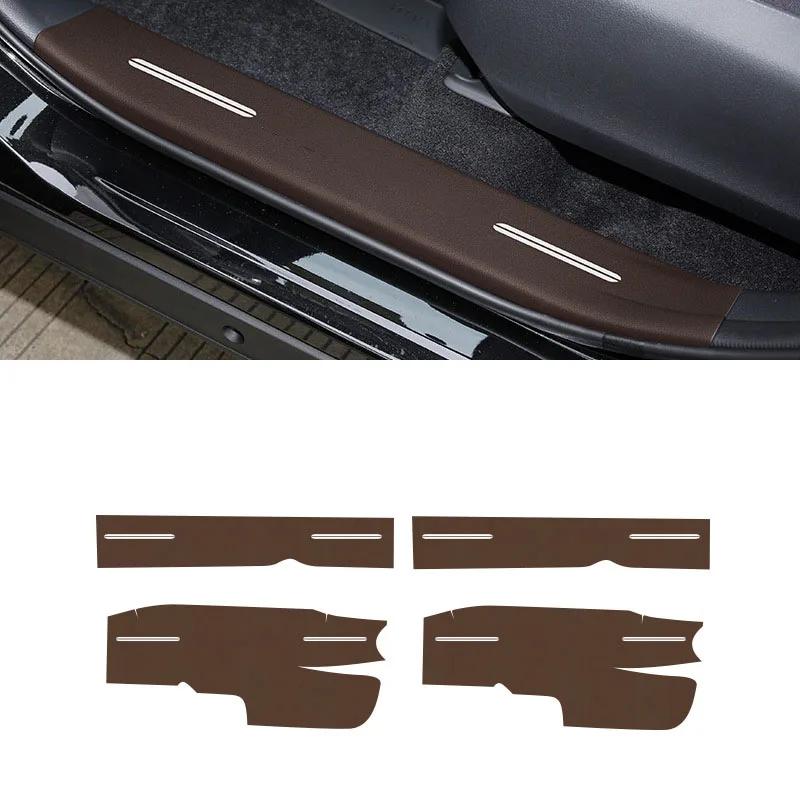 4pcs Leather Car Door Anti-Kick Pad For Toyota Highlander 2017-2021 Sill Guards Protector Mat Anti-Dirty Anti-Collision Stickers