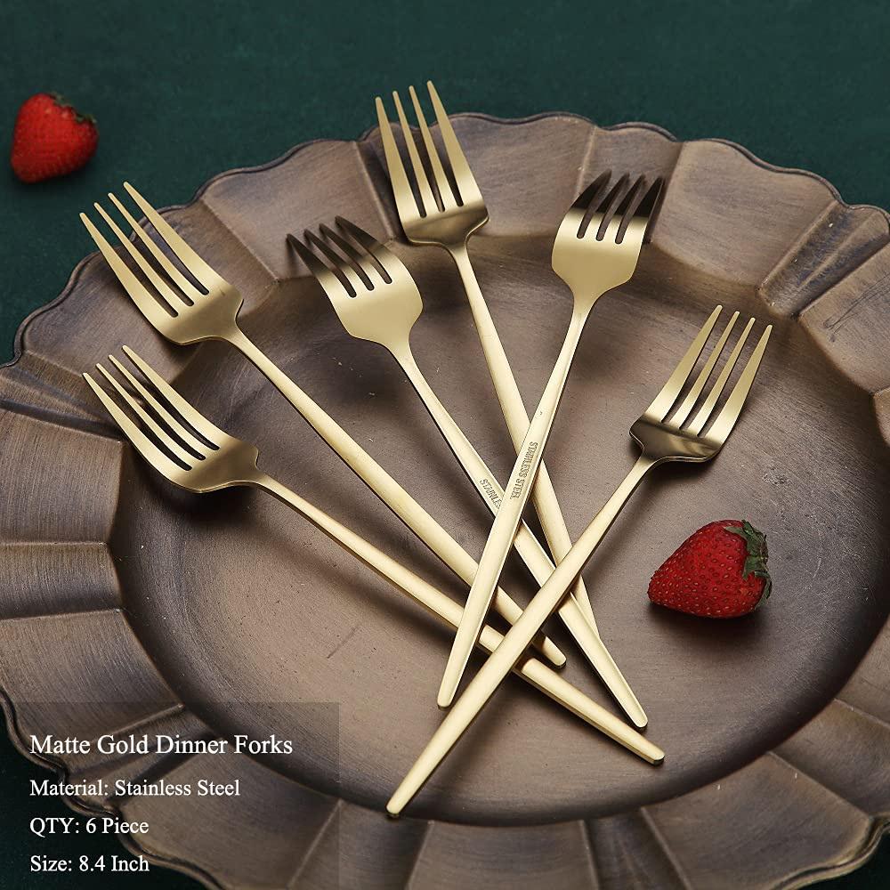 Silvere/Guldfläck Bestick Modern 6 st Rostfritt Stål Middagsgaffel 8,2 Tum Camping Middagsservis Set Bordsartiklar Ätredskap
