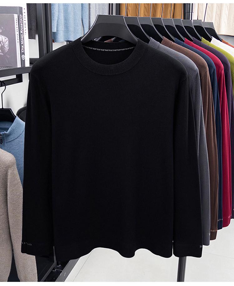 2025 Men's Lightweight Solid Color Round Neck Sweater, Long-Sleeved Knit for Spring/Autumn
