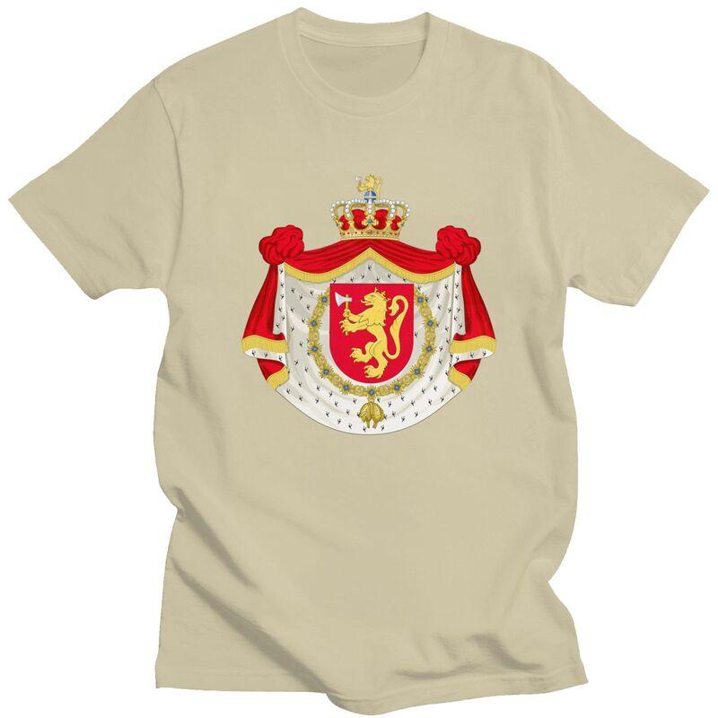 Custom Coat Of Arms Of Norway T Shirts Men Pure Cotton Tee Tops Norwegian Flag Tshirt Short Sleeve Casual Tshirt Clothing