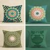 Boho Green Floral Mandala Cushion Cover Peach Skin Retro Sun Throw Pillow Case For Living Room Sofa Bed Couch Home Decor Indoors