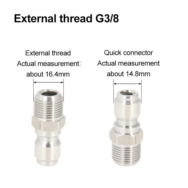 Stainless Steel G3/8 Pipe G1/2 High-pressure Water Gun Quick Connector