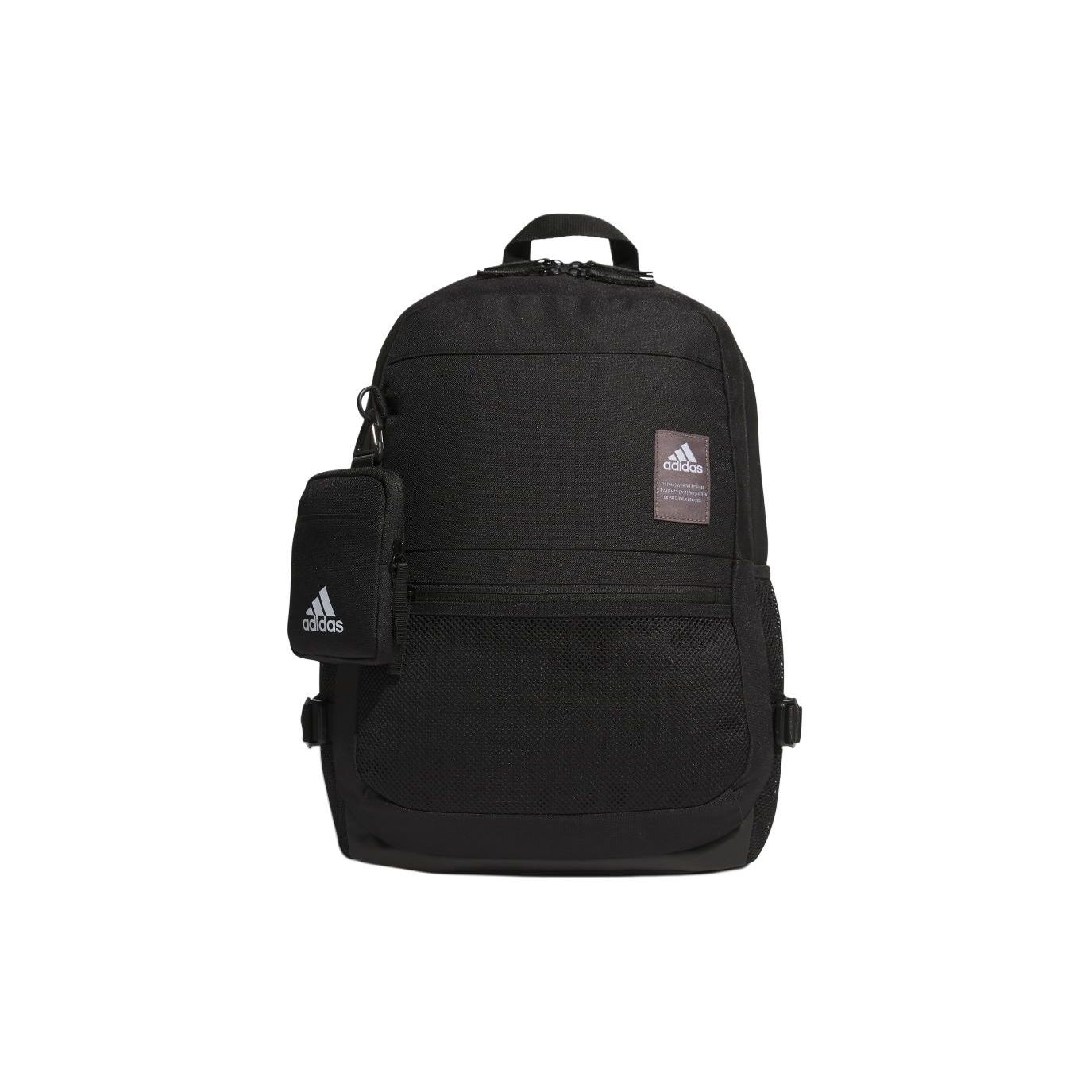 Adidas Sports Solid Color Travel Zipper Backpack Unisex Backpack Black JF6589 Black