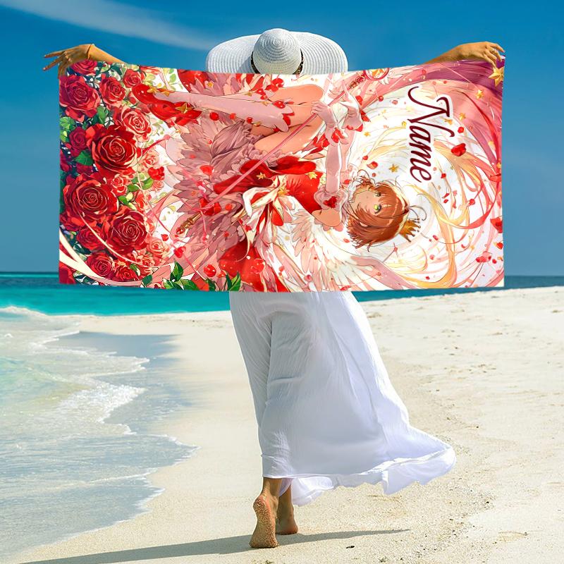 Personalized "Angel Pink Flight" Beach Towel Microfiber Beach Towel Thin Absorbent for Beach Swimming Yoga Bath Sports. 0910325
