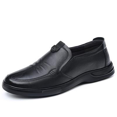 Soft Genuine Leather Shoes Mens Loafers Flat Brand Casual Father Shoes Comfortable Men Party Shoes Pure Black