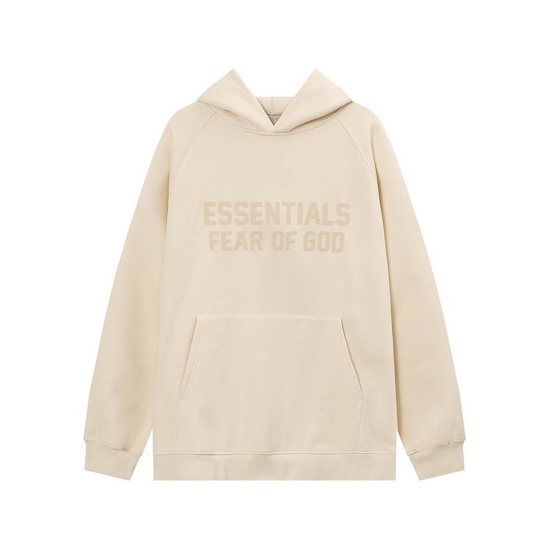 High Street Trend Brand ESSENTIALS Fleece-Lined Heavyweight Flocked Letter Hoodie for Men & Women
