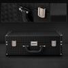 MDF Storage Chest with Front Clasps Structured DiamondPatterned Case Metal Fasteners
