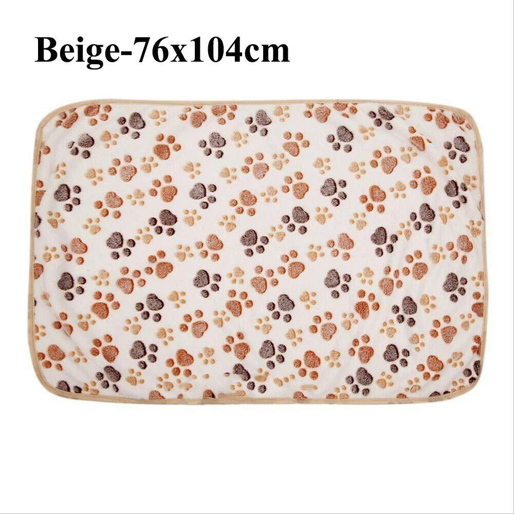 Flannel Puppy Dog Paw Pattern Comfortable Sleeping Dog Cushion Mat Kennel Mat Pet Blanket