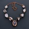 Rose Quartz Necklace Gemstone Jewelry, Copper Electroformed Adjustable Chain Necklace, Gift For Women Handmade Necklace