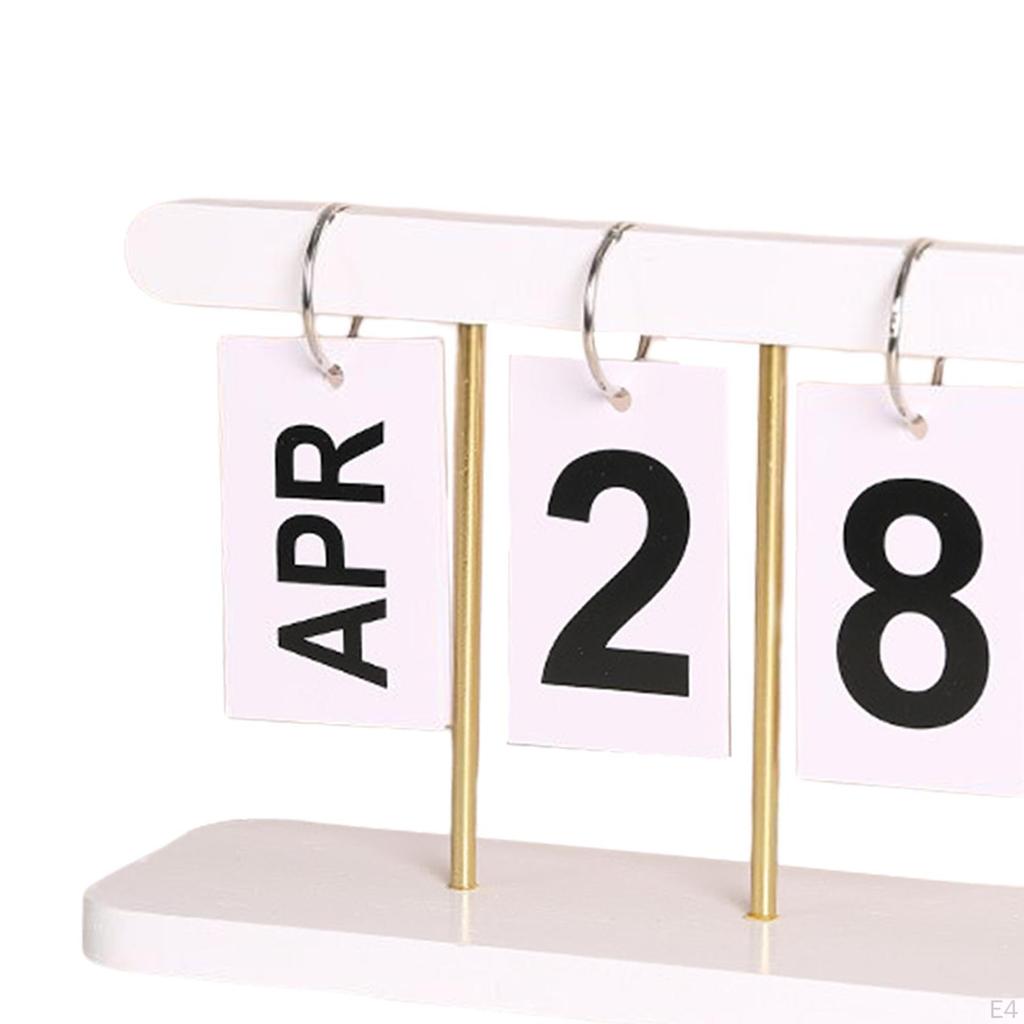 Schreibtischkalender Ständer Holzrahmen Seitenumschlag Umblätterer Ewiger Kalender für Küche Heimdekoration