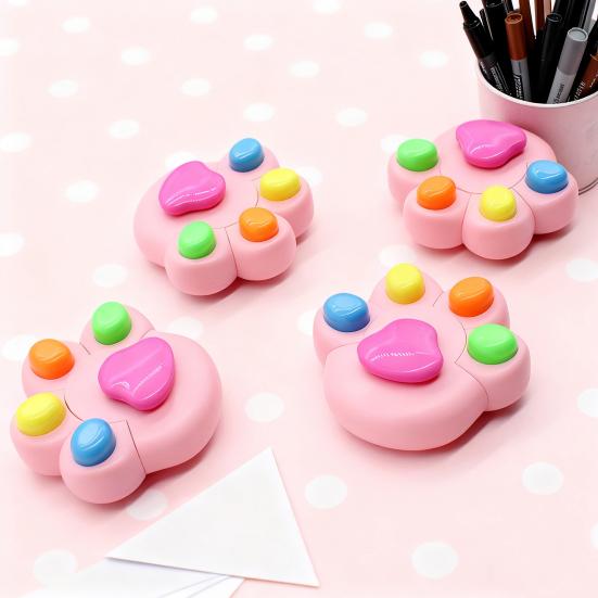 Cat Paw Highlighter Set Cute Animal Shaped Marker Pens for Note Taking