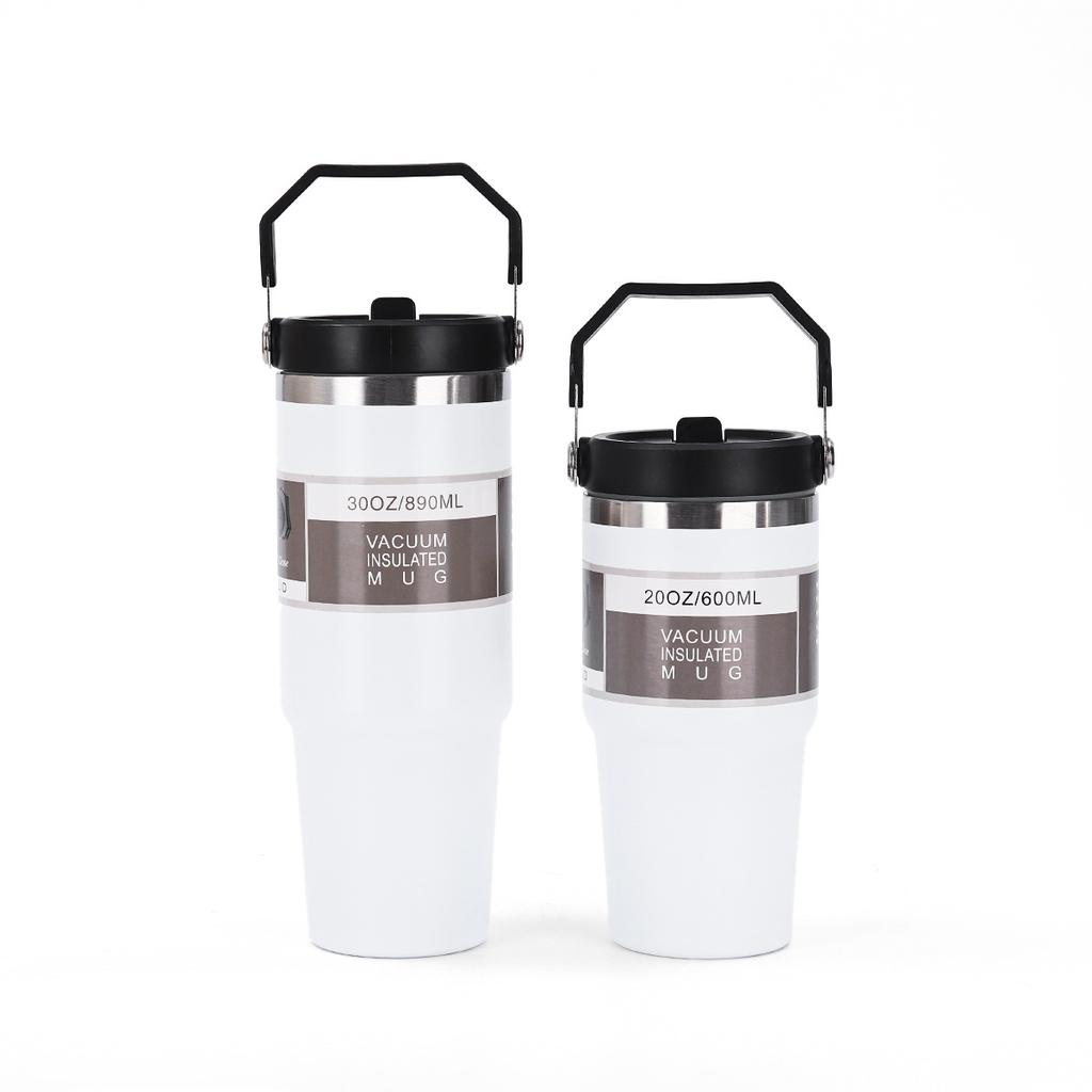 600/890ML Stainless Steel Thermos Mug With Straw Keeps Cold and Heat Thermal Mug  Car Insulated Flask Water Tumbler for Outdoor