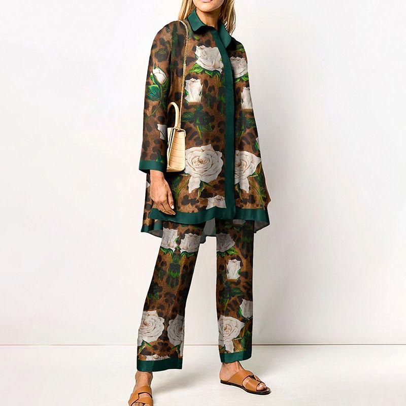 Autumn Creative Print Two-Piece Set Fall Fashion Print Casual Long-Sleeve Suit