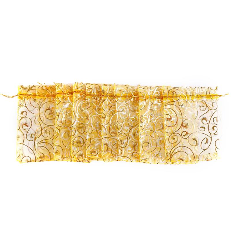 100Pcs Champagne Eyelash Organza Drawstring Pouches Jewelry Wedding Gift Bags