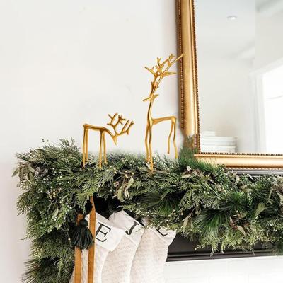 Festival Golden Reindeer Sculpture Metal Holiday Ornament Premium Home Decoration For Christmas Celebration