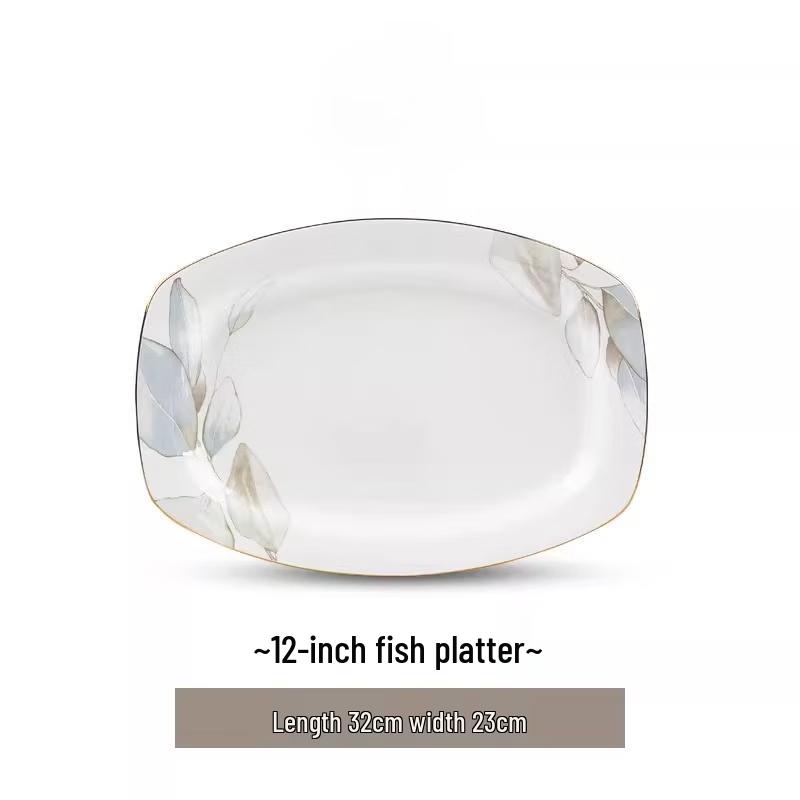 Керамическая 12-дюймовая тарелка для рыбы в стиле Ухэ Цзиндэчжэнь