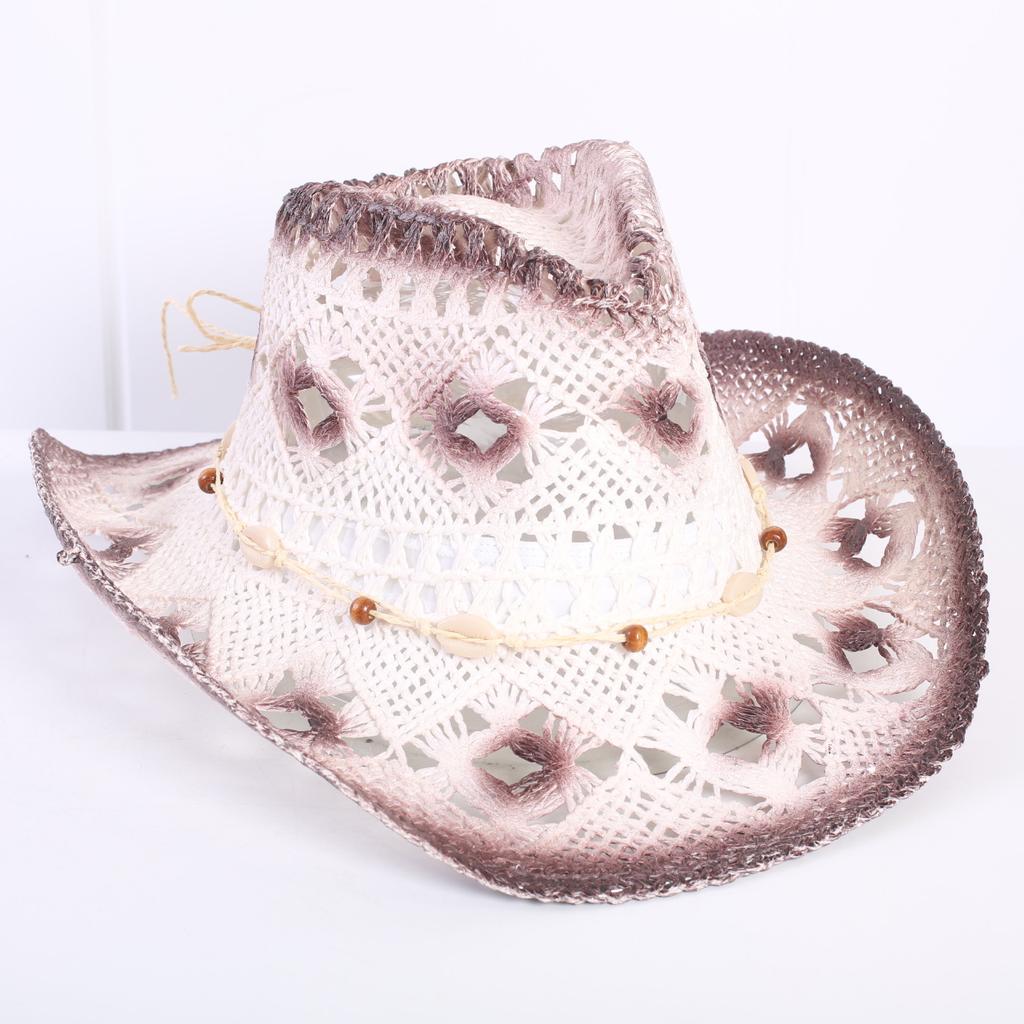 Popular sombrero de vaquero occidental hueco clásico europeo y americano, moda para hombre y mujer, sombrero de paja transpirable para vacaciones, protección solar