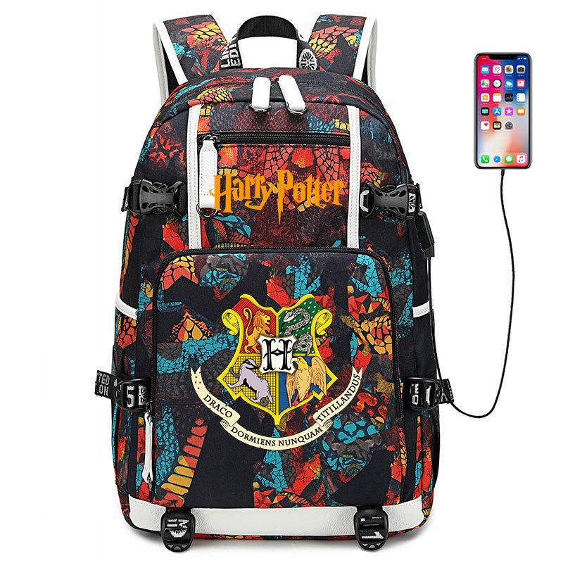 Magic School Usb Student School Bag Harry Potter Backpack Men'S And Women'S Casual Travel Bag