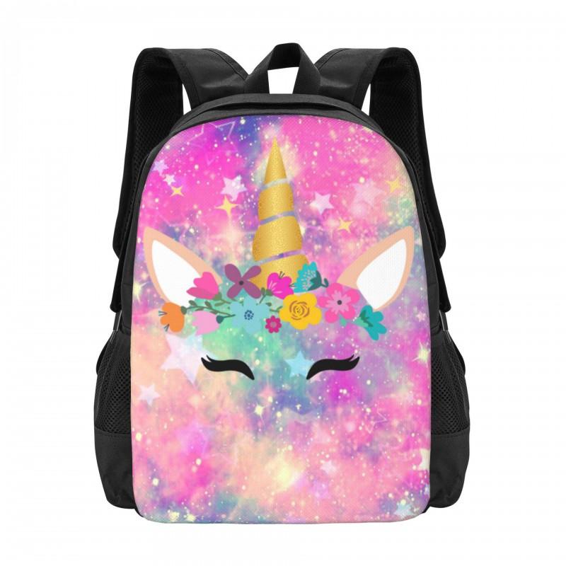 Cute Cartoon Unicorn Backpack Kids School Use - Large Capacity Waterproof Print Design Unisex 17 Inch