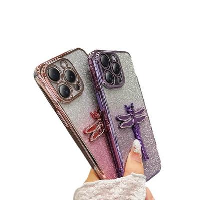 Anwendbar auf Apple 16 Libellenhalter Handyhülle Glitzer IPhone 15 Pro Galvanisiertes TPU Sturzsichere 14 Schutzhülle 13