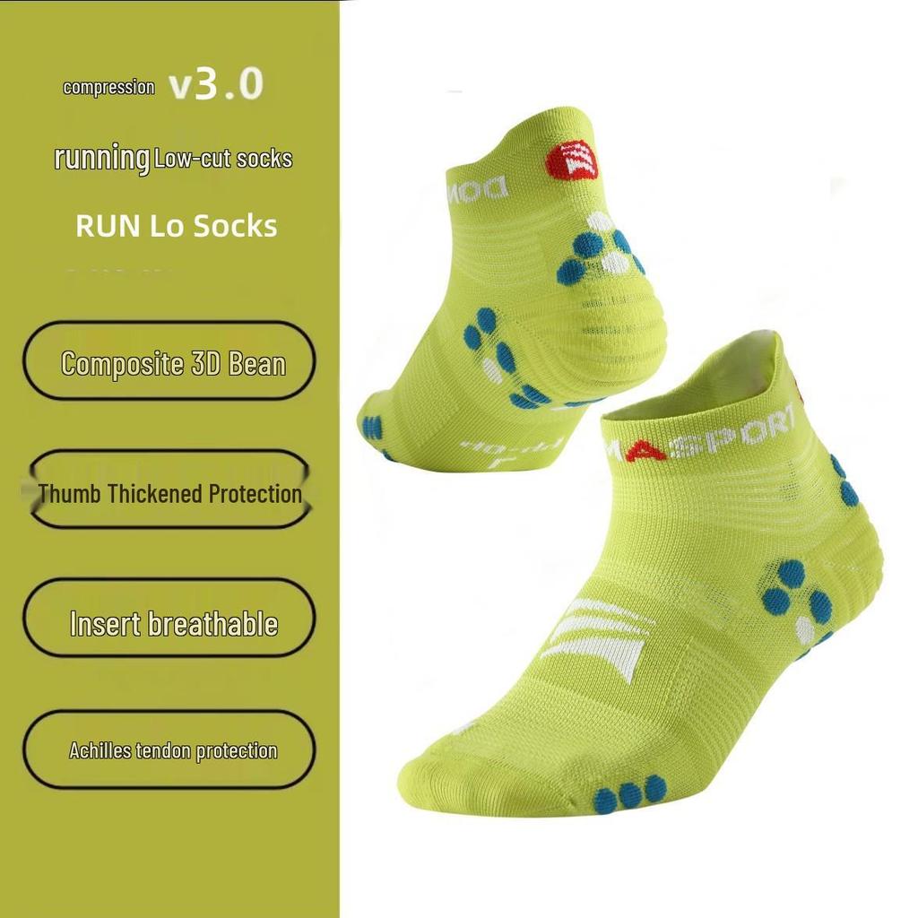 Calzini Unisex a Compressione per Trail Running - Antiscivolo, Ammortizzanti, Senza Cuciture, Modello Crew per Maratona e Sport all'Aperto