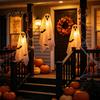 Holiday Yard Hanging Ornaments Scary Ghost Decor, Spooky Bat Print Decor for Porch Remote Control Tree, Glow-in-the-Dark Outdoor Halloween Decoration