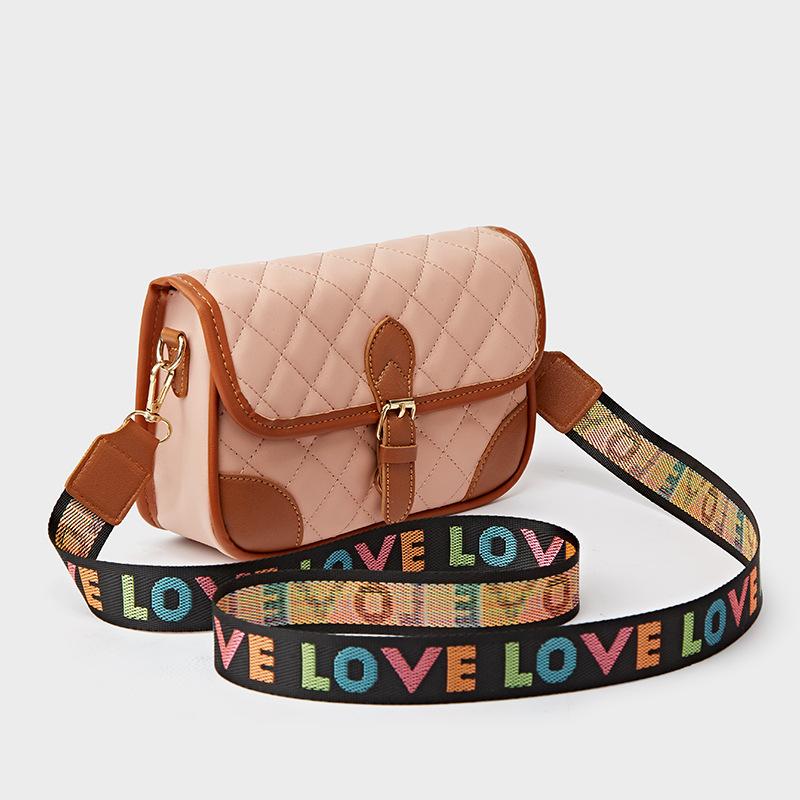 Bag women's fashion splicing buckle shoulder messenger women's bag versatile embroidered diamond bag one piece