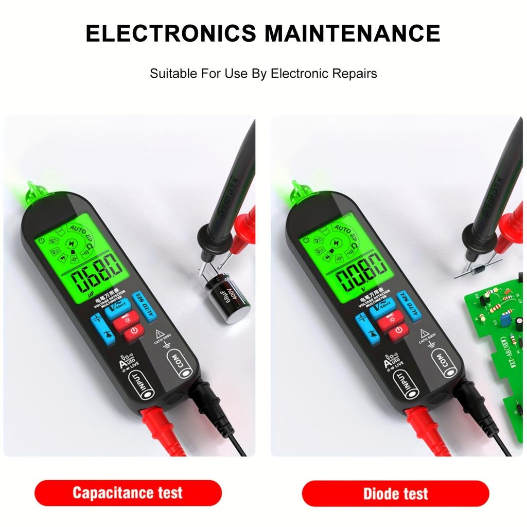 Contor digital inteligent A1X - Tester de tensiune reîncărcabil, fără contact, cu afișaj LCD și iluminare de fundal roșie/verde pentru tensiune AC/DC