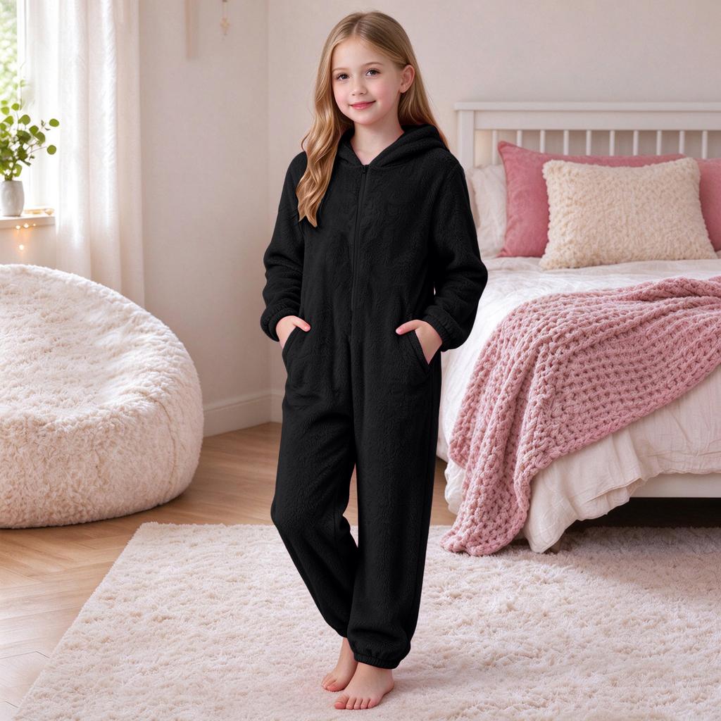 Warme zweiseitige Einteiler-Pyjamas für Kinder, Nachtwäsche, Loungewear für Jungen und Mädchen