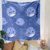 Cute Cartoon Fish Pattern on Blue Background Patterned Tapestry Decorative Wall Hanging, Home Bedroom Living Room Decor