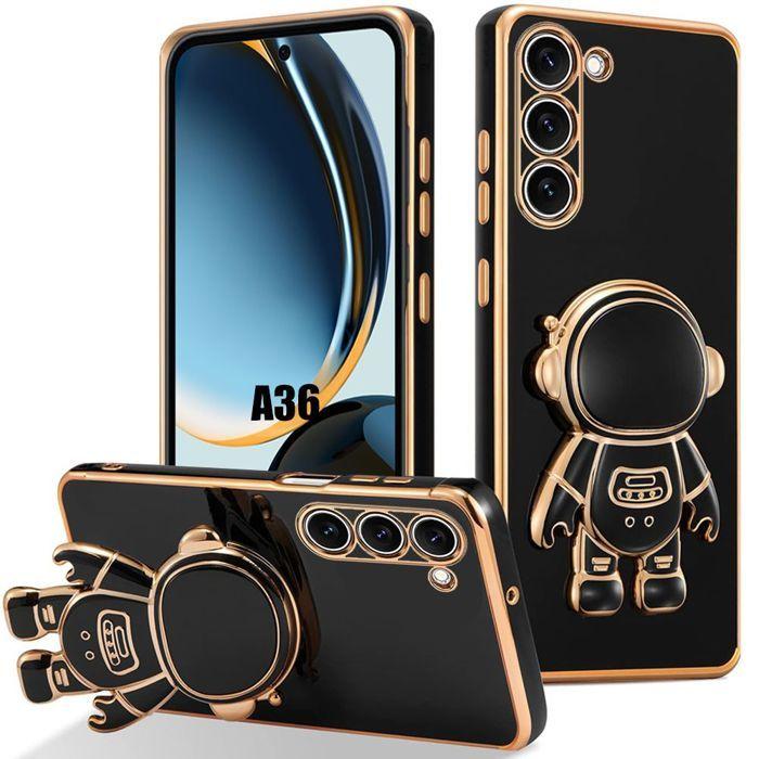 Coque pour Samsung Galaxy A36 5G, Protection Antichoc avec Support Astronaute 3D - Noir