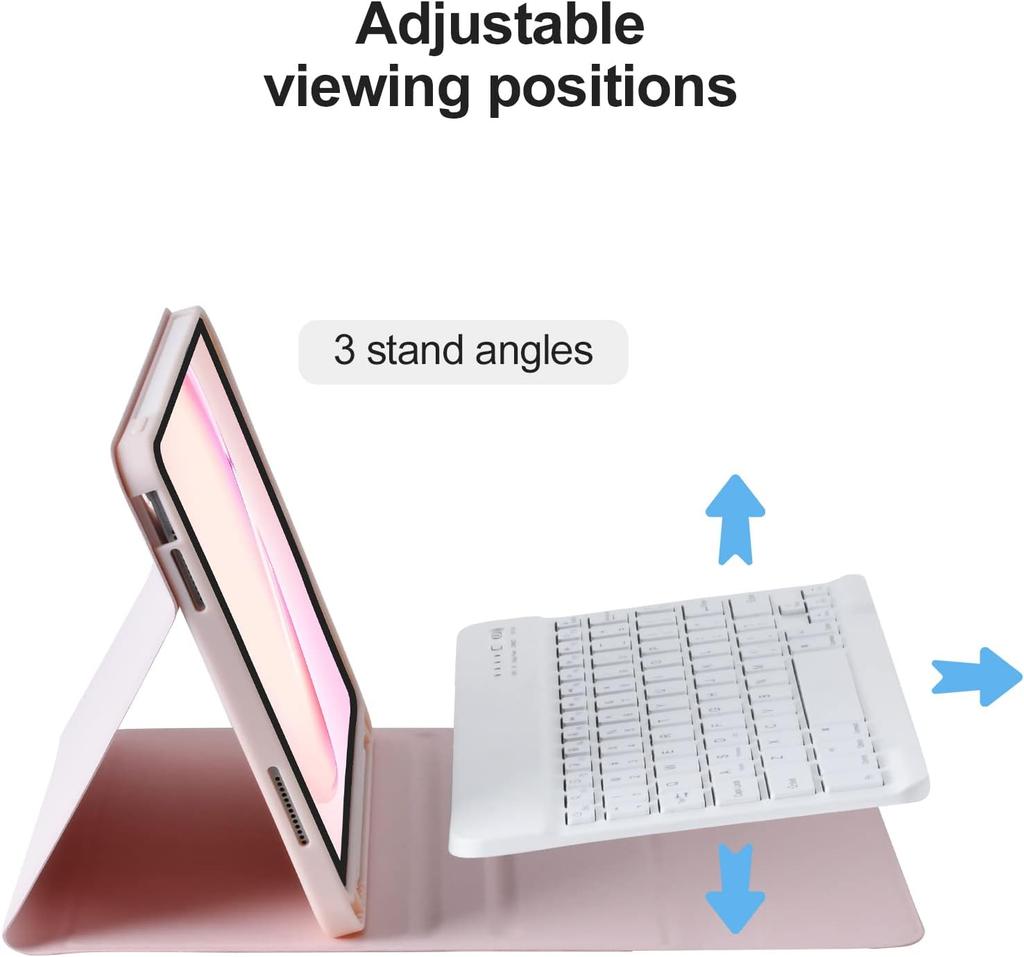 Multi-Angle Stand Backlit Bluetooth Keyboard Case with Pencil Slot for iPad 10 Generation 10.9 Inch Slim Protective Cover