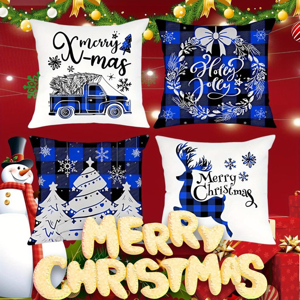 Weihnachtsdekoration Kissenbezug Frohe Weihnachten Auto Baum Karomuster Kissenbezug Sofakissen Suite Zimmer Heimdekoration
