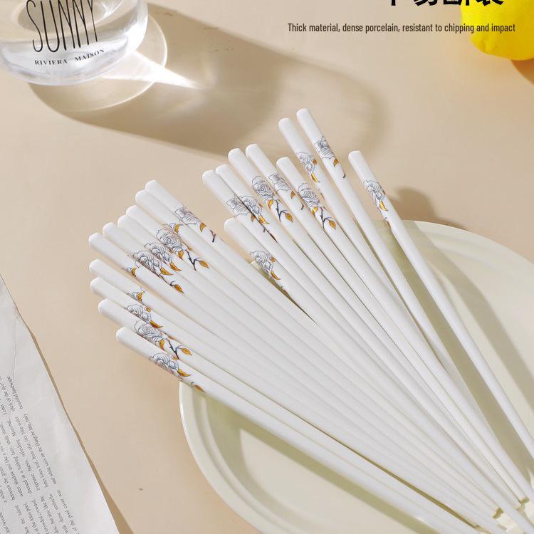 2025 Langlebiges Hitzebeständiges Keramik-Essstäbchen-Set, 10 Paar - Kreatives Haushaltsgeschirr, Leicht zu reinigen
