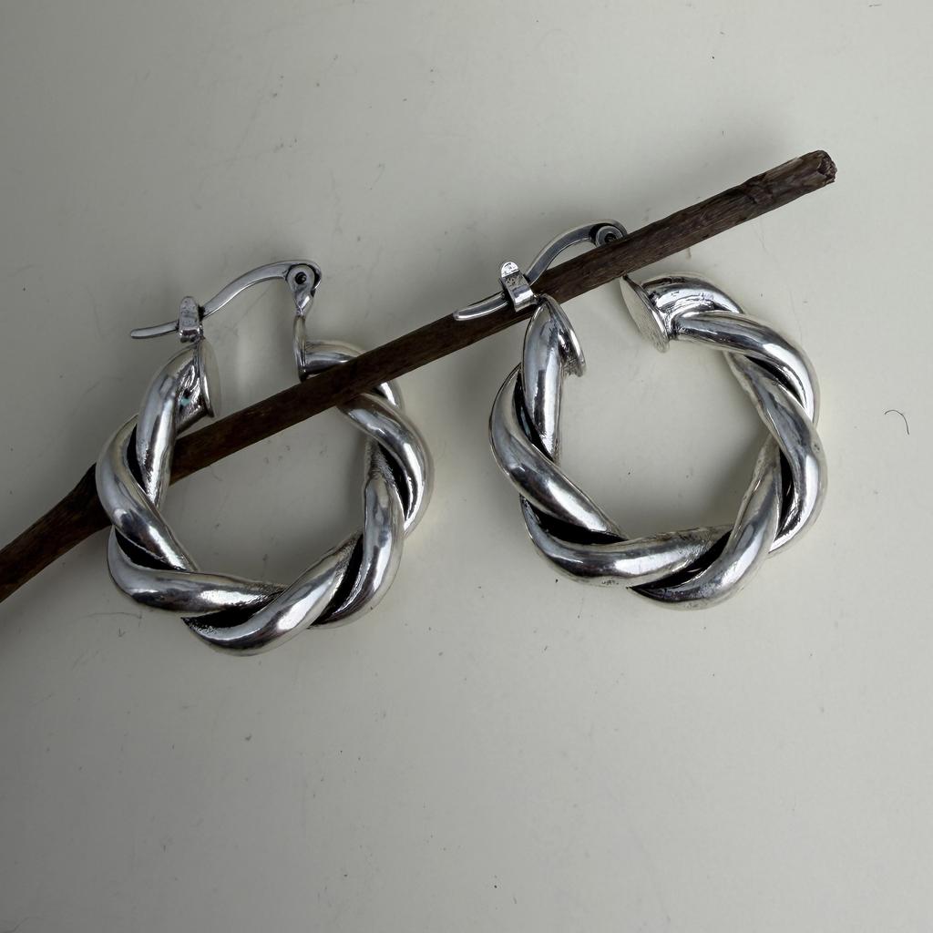 925 Sterling Silver Earrings For Women Trendy Geometric Retro Twist Earring Jewelry Prevent Allergy Party Gift Accessories