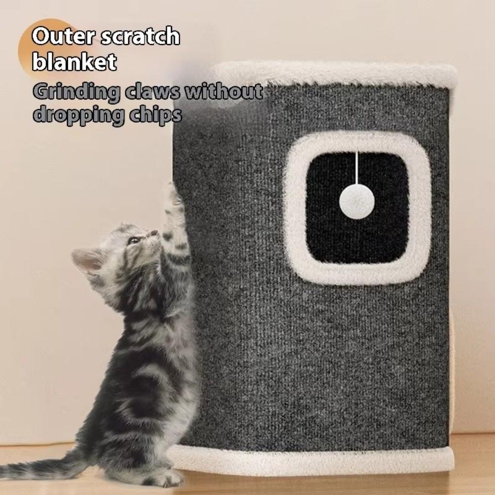 Creative 2/3-tiers Indoor Cat Castle House All-in-one with Holes Cat Bed Cylindrical with Hanging Fluffy Ball Large Cat Cave
