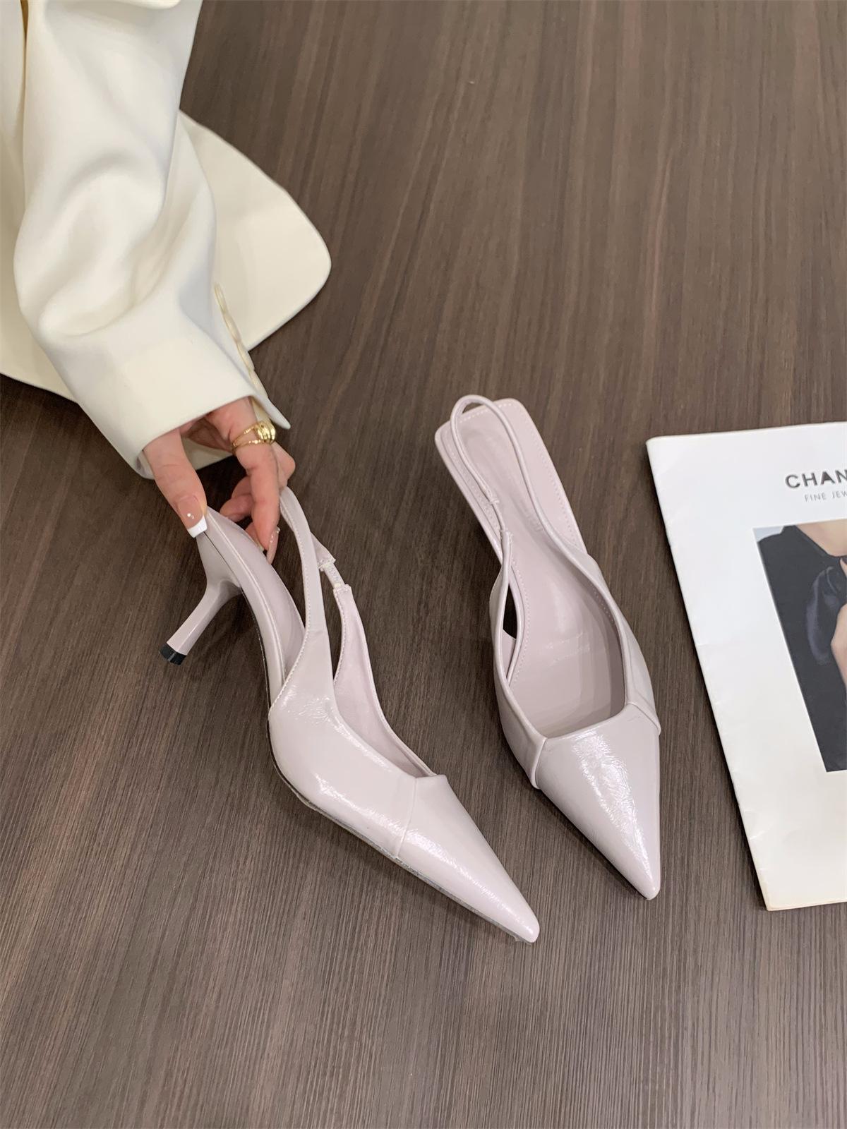 

Нишевые французские фиолетовые туфли на высоком каблуке, сандалии с головкой-сумкой, сказочные туфли 2025 новые весенне-летние темпераментные остроносые туфли 39 фиолетовый