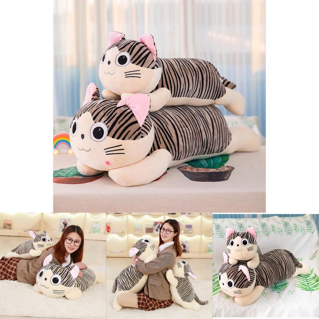 Entzückendes graues Katzen-Plüschkissen Spielzeug für Mädchen, PP-Baumwollfüllung, Kurzes Plüschgewebe, 25cm-55cm