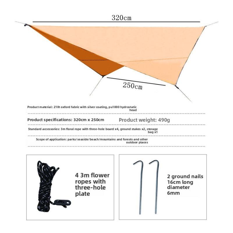 Outdoor camping rhombus black silver canopy camping rainproof sunscreen shading Oxford cloth canopy tent