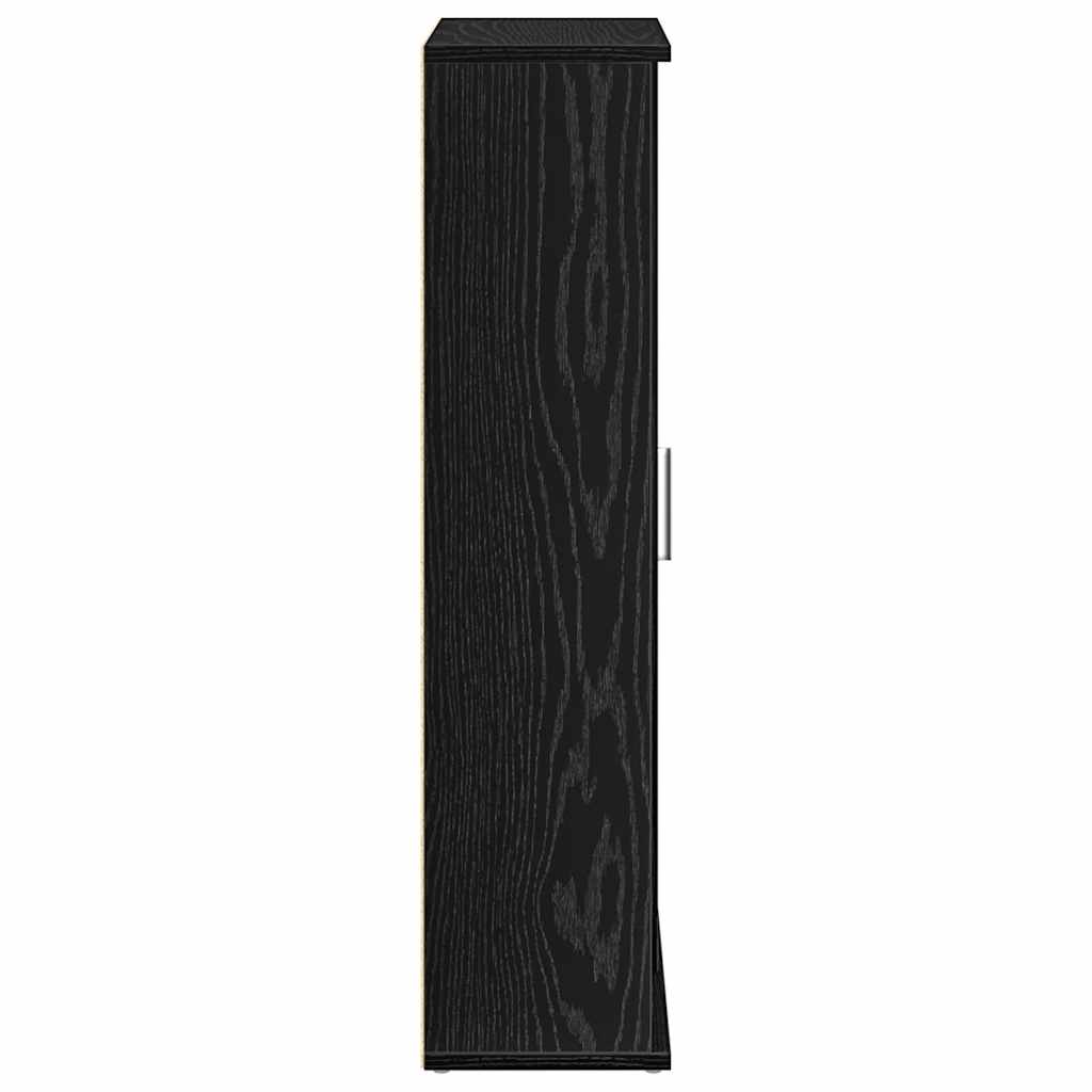 Bathroom Cabinet with Toilet Paper Holder Black 39 X 22 X 90 Cm