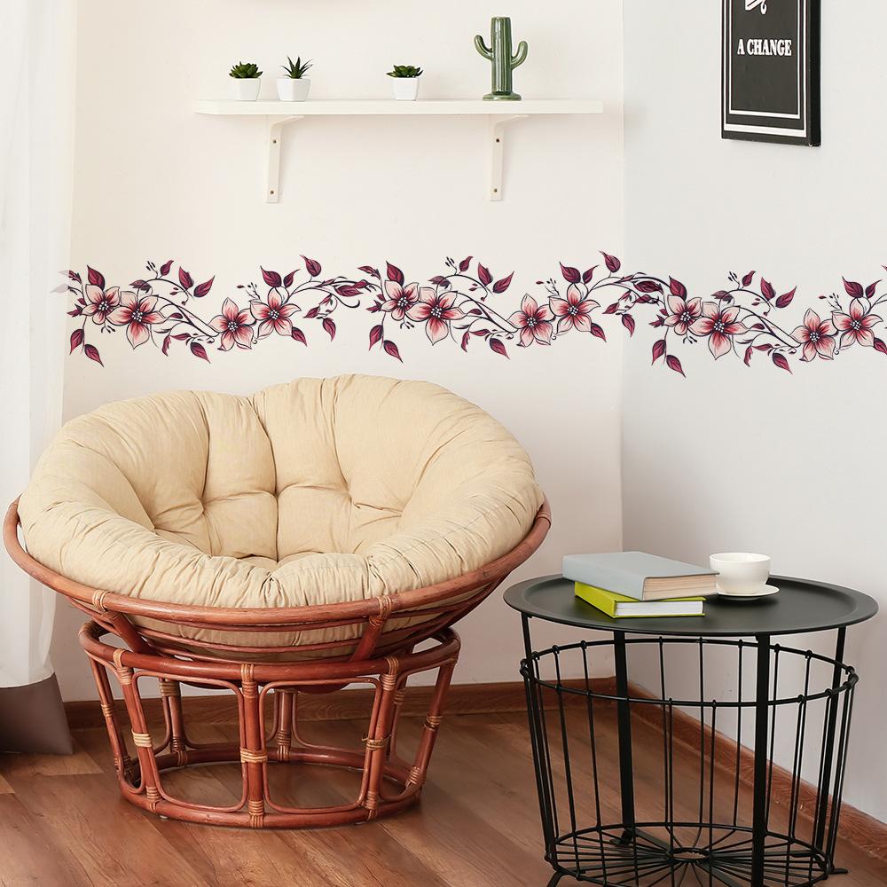 Creative Floral Leaves Wall Sticker Self-Adhesive Removable Bedroom Living Room Hallway Dorm Home Decor Art