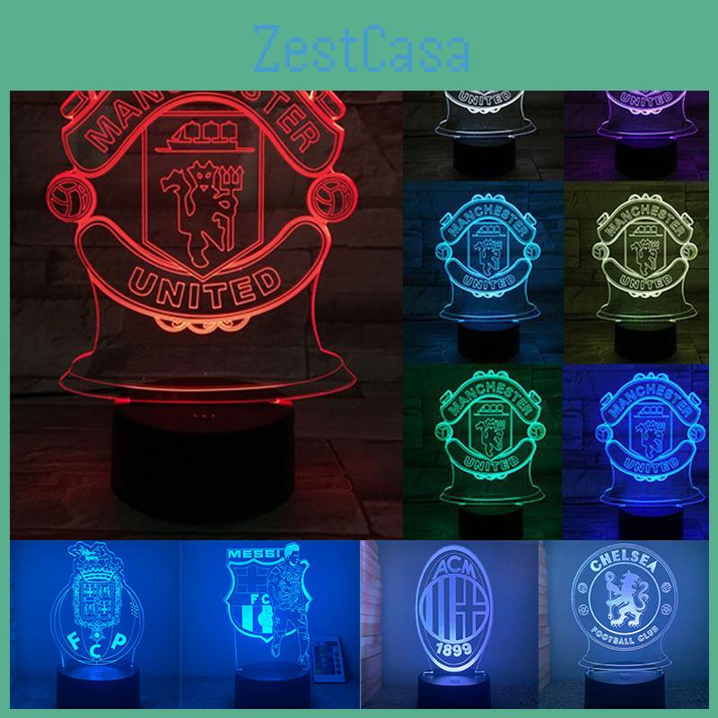 Led Acrylic 3d Night Light Football Club Touch Table Desk Lamp 7 Gifts Colour
