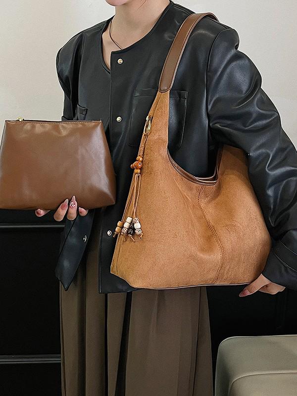 2025 Herbst Damen Retro Wildleder Tragetasche: Große Kapazität & Exquisite Modische Umhängetasche