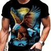 Men's Plus Size 3D Eagle Animal Pattern Printed T-shirt, Fashionable Short Sleeved Summer Top, Men's Clothing