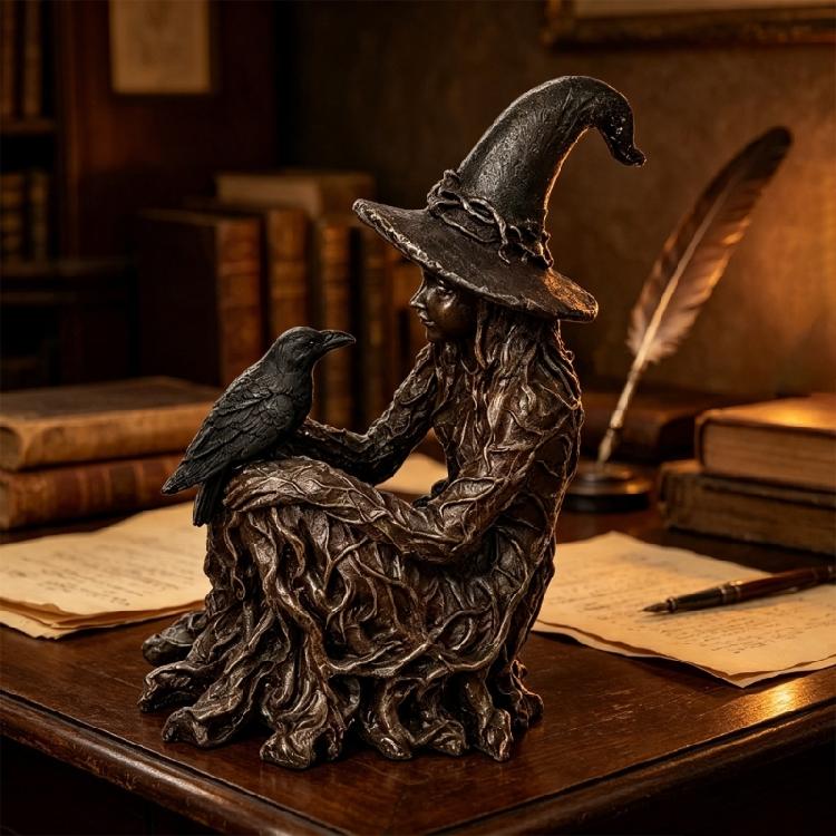 Entry Table Halloween Character Figurine Statue for Shelf Display, Indoor Seasonal Accent with Dark Theme Party Table Event Indoors