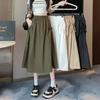 Drawstring Tooling Skirt Women's Summer Small A-word Skirt High Waist Covering and Thin Medium and Long Swinging Umbrella Skirt