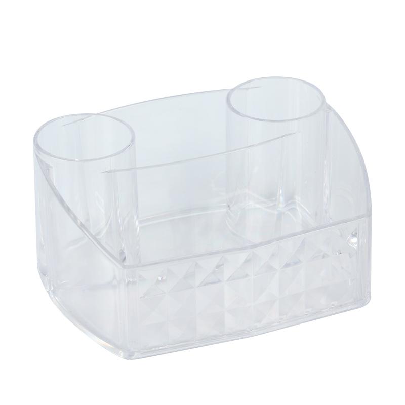 

Настольная косметическая коробка для хранения с двойным ведерком, акриловая прозрачная полка для средств по уходу за кожей прозрачный