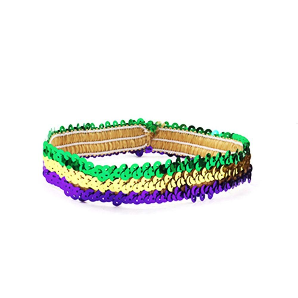 

Блестящий бант с пайетками Повязка на голову Головной убор Эластичный бант для волос Вечеринка Подарок Блестящая повязка для волос Golden Purple-Green